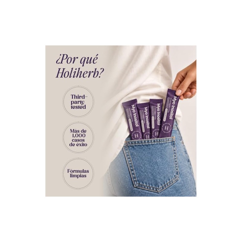 Holiherb Myo Inositol Metil Folato Polvo Suplemento Sobres Rinde Mes