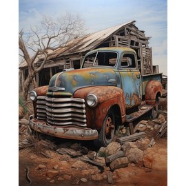 OKSGYTA Paint by Number Kits Retro Truck, Pickup Truck Canvas DIY Oil Painting for Adults Beginner with Brushes 16 x 20 Inch (Without Frame)