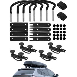 4Pack Roof Box U-Bolt Clamps, Glazeal Roof Box Rack Clamps Car Van Mounting Fitting Kit 3.2"/82mm Inside Width with 8 Lock Nuts 2 Straps for Cargo Carrier Rack
