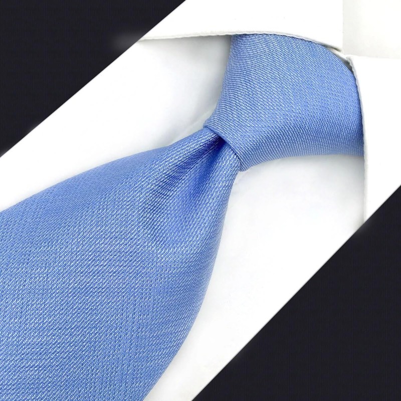 Shlax&Wing Men's Fashion Long Tie Thin Blue Solid Silk Long
