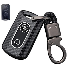 LETINGFAR Key Case, For Yamaha, Motorcycle, Smart Key Case, Key Cover, ABS Plastic, 2 Buttons, Carbon Style, Specially Designed for Yamaha and More, Black