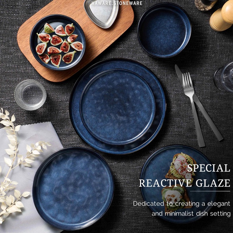 HaWare Dinnerware Sets, 12-Piece Plates and Bowls Set, Stoneware Dish