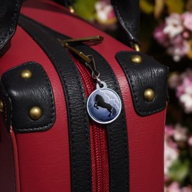 GRAPHICS & MORE Black Friesian Horse Rearing Up in Storm Jacket Handbag Purse Luggage Backpack Zipper Pull Charm