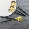 JASHII Luxury Black Gold Flatware, Silverware Sets, 5-Piece Elegant Cute