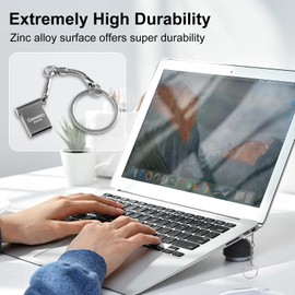 USB Stick 32 GB, Metal Memory Stick USB 2.0 USB Stick 32 GB USB Flash Drive with Key Fob USB 2.0 Stick Data Stick for PC/Laptop/Car Audio/Smart TV (Grey)