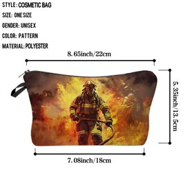 YULUENZE Fireman Cosmetic Bag for Women Cute Small Makeup Organizer Pouch with Zipper Fireman Toiletry Makeup Bag Gifts for Women