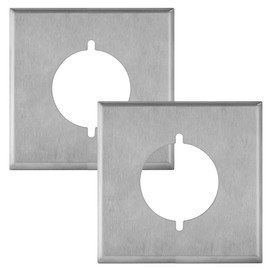 ENERLITES 7772-2PCS 2.125" Diameter Single Hole Receptacle Outlet Metal Wall Plate, Corrosive Resistant, Size 2-Gang 4.50" x 4.57", 7772, 430 Stainless Steel, UL Listed, Silver (2 Pack)