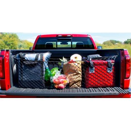 KARTONMOTOR Cargo Net for 2013-2025 Chevy Silverado & GMC Sierra, 50" x 18" Truck Bed Organizer with Heavy Duty Carabiners, Envelope Style Cargo Netting for Pickup Truck Bed