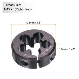 sourcing map Round Threading Die M15 x 1 Metric Thread 38mm OD Adjustable Right Hand High-Speed Steel (HSS) Round Die Screw Thread Cutting Die for Thread Repair