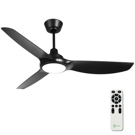 OFANTOP 52 Inch Ceiling Fans with Lights and Remote, Black Ceiling Fan with Dimmable Light 3 Blades for Master Bedroom Liviing Room, 6 Speed Quiet Reversible DC Motor
