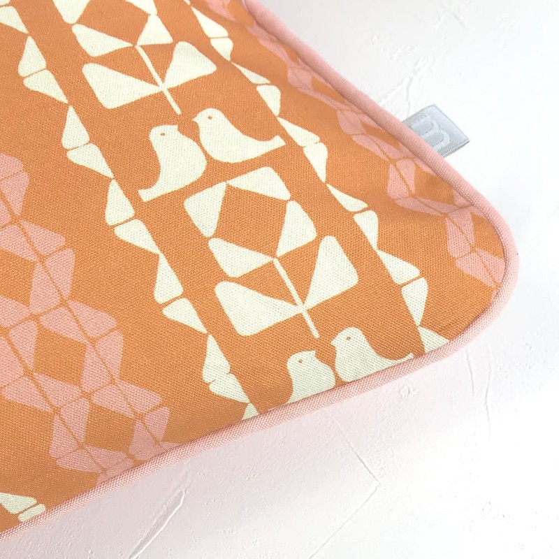 minimynimo Nordic Orange Brown Cushion Cover (55x59, Brick Bird Pastel