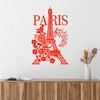 Vinyl Wall Decal Paris Eiffel Tower Romantic Musical Notes Flowers