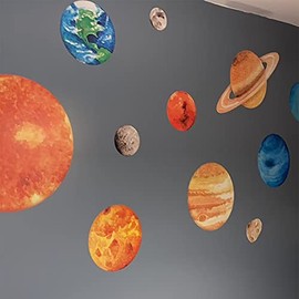Pegatinas de pared con sistema solar para niños, calcomanía de pared espacial del universo, calcomanía de pared de gran tamaño, decoración de pared espacial para recámara, aula, sala de juegos, cuarto