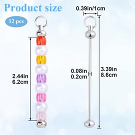 BEIQIYA 12pcs Beadable Keychain Bar, Detachable Blank Keychain Bars, Metal Keychain Making Supplies for Bead Keychain Pendant Jewelry Making- Silver