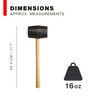 16oz Wooden Handled Rubber Mallet - Heavy Duty Hand Tool,