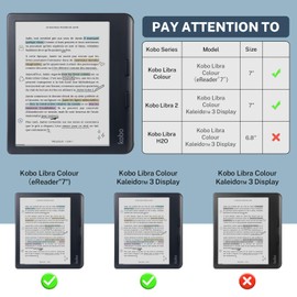 Case Compatible with Kobo Libra Colour(2024) and Kobo Libra 2(2021) e-Reader, Includes a Screen Protector - Premium PU Leather Cover with Auto Sleep/Wake
