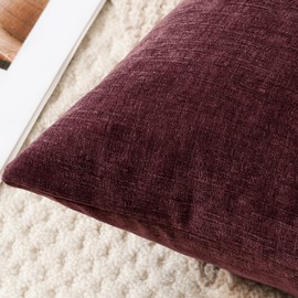 JOTOM Chenille Cushion Covers 40x60 cm Soft Decorative Throw Pillow Covers 16x24 Inch Lumbar Cushion Case Solid Pillowcases for Couch Sofa Living Room Bed Home Decor (Bordeaux Red)