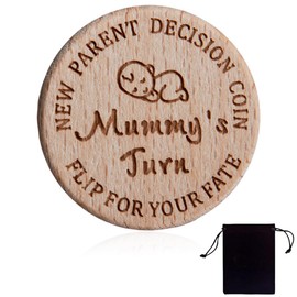 EIHI 1 Piece Decision Coin Mum Dad Gift for Birth Decision Aid for Who is the Turn Parents Boy Girl Pregnancy Gift Idea Wooden Coin Pregnancy Gift, multicoloured