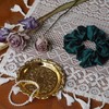 100% Mulberry Silk Scrunchie with Detachable Pearl Bracelet, Green Pure