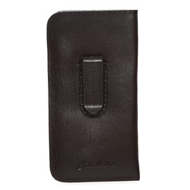 Calabria Mens Soft Slip-in Eyeglass Case w/Clip Medium Black Syn.Leather 6.25" Inch x 3.25