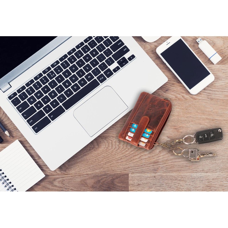 MATADOR K-0111 Key Ring Real Leather with Credit Cards, antique