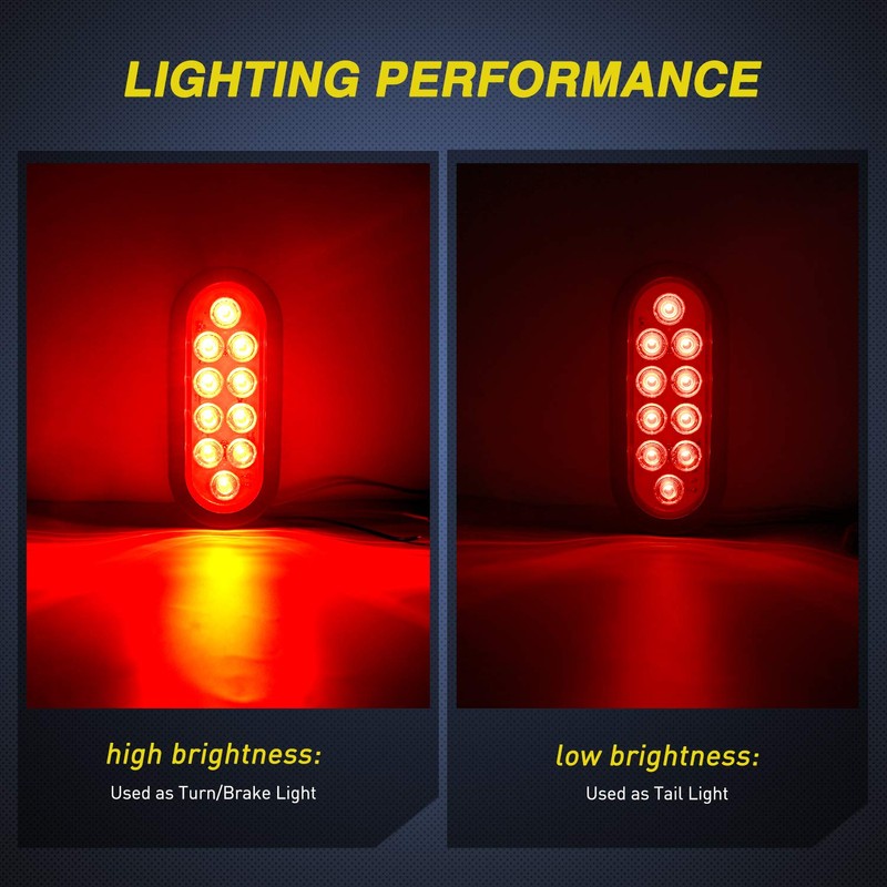 Nilight 4PCS 6" Oval LED Trailer Tail Lights 4PCS 10