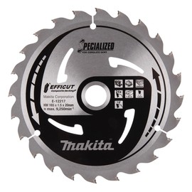 Makita E-12217 EFFICUT Composite Decking Circular Saw Blade Diameter 165 x 1.5 x 20 mm 24 Teeth 15° Tooth Angle for Natural Fibre-Reinforced Plastic e.g. WPC for Cordless Hand Circular Saws