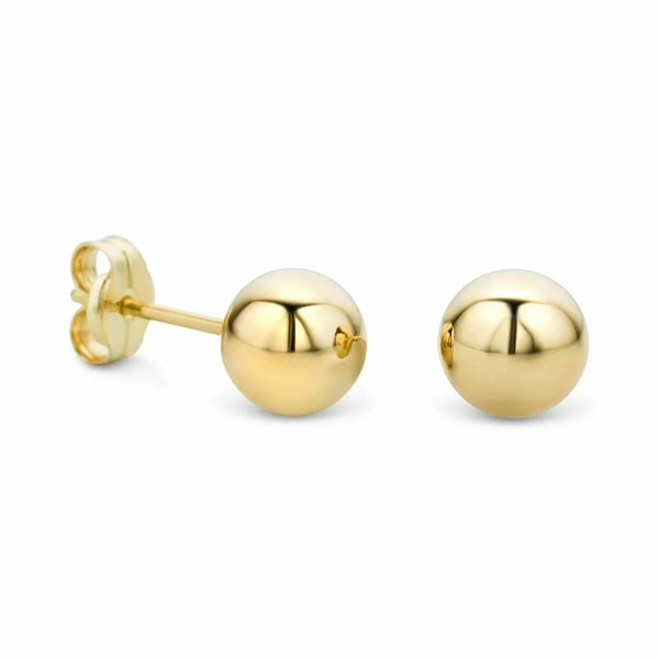V&F Women's Ball Stud Earrings 18 Carat 750 Yellow Gold