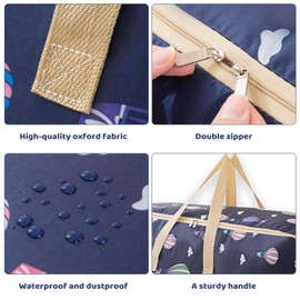 Large Storage Bags 84L Waterproof Heavy Duty Oxford Organizer Bags, Duvet Storage Bag, King Size Moving Bags Totes Waterproof Organizer Bags for Clothes, Quilt, Blankets, Bedding(Blue Ballon)