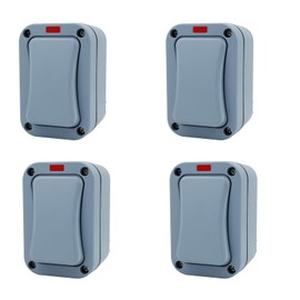 USUPERINK Slim Outdoor Light Switch, IP66 Waterproof 1 Gang SPDT Switch 15A 110-250V, Exterior Wall Weatherproof for Garden, Patio, Pool, Balcony, Outside Use,4PCS