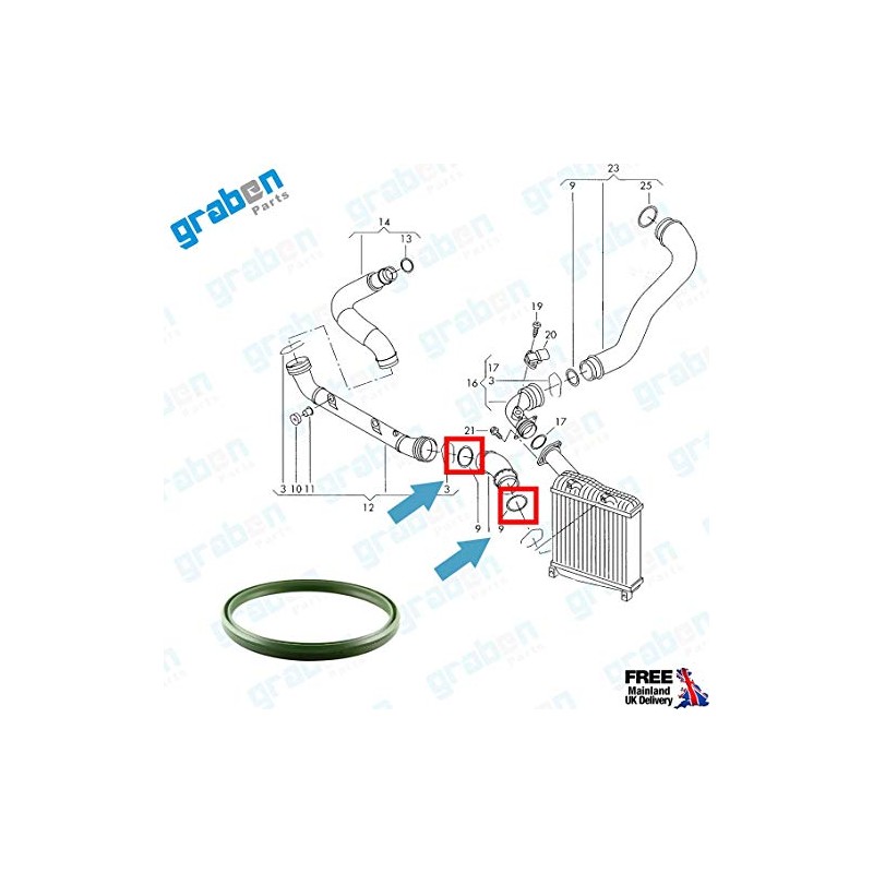 INTERCOOLER TURBO HOSE SEAL, DIAMETER: 43.95 mm, 3C0145117 1J0145117 1J0145117J