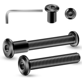 1/4-20 x 1-1/2" 20Pcs Flat Head Hex Socket Cap Screws Bolts Barrel Nuts Kit, 304 Stainless Steel 18-8, Full Thread, Black Oxide by SG TZH (with Hex Spanner)