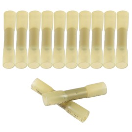 AOICRIE 100Pcs Heat Shrink Butt Connectors, 22-16 AWG Red Electrical Wire Connectors Automotive Marine Grade Wire Crimp Terminals Butt Splices, Ideal for Boat, Truck, Stereo (Yellow)