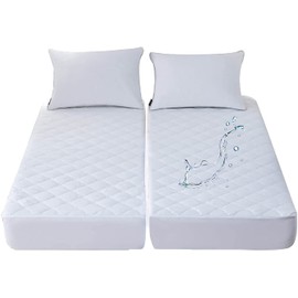 Dudu N Girlie Deep Single Mattress Protector - Waterproof Fitted Mattress Cover - Quilted Anti - Allergy Mattress Protector Topper Pad (Single 90 x 190+25 cm)