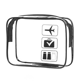 KINDOYO Clear Travel Toiletry Bag - Transparent Makeup Bag with Zippers Aeroplane Bags PVC Waterproof Cosmetic Bag Wash Bag Shower Bag Travel Accessories Bag for Women Men (Black)