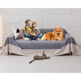 Cat Scratch Furniture Protector - Anti-Slip, Waterproof Sofa Cover to Keep Cats Off, Pet-Friendly Couch Protectors for 3 Cushion Couch, Anti-Scratch Couch Cover for Pets and Kids 150"X91"Dark Gray