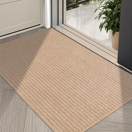 COSY HOMEER Indoor Door Mat Floor Mats Dirt Trapper Rug Wet Shoes and Paws, Front Door Outside Entry Welcome Outdoor Entrance Dog Cat Rugs, Anti Slip Machine Washable,32"x48",Beige