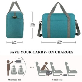 For Spirit Airlines Personal Item Bag 18x14x8 with Wet Pocket Foldable Travel Duffel Bag Underseat Carry on for Men & Women, Teal, 30L, Fashion