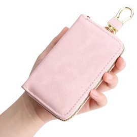 LTLSZRN Leather Key Case, Key Case for Car Keys, Key Case, Portable Key Fob, Wallet, Car Key Fob Bags for Men and Women, pink