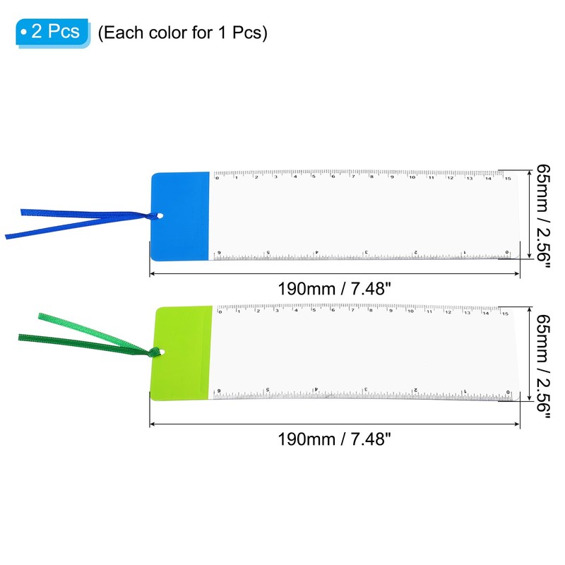PATIKIL Bookmark Magnifier with Ruler, 2 Pack 3X Magnifying Sheet