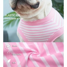 Sychien Dog Pink Recovery Suit for Large Female Spay,Male Dog Surgery Suit, Narrow Pink-White XL