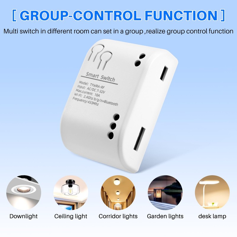 CosyCaya 1CH RF Intelligent Switch 7-32V AC DC WiFi Tuya