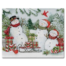 CounterArt Snowman's Farmhouse 3mm Tempered Glass Cutting Board 12" x 15" Serving Board Charcuterie Board Dishwasher Safe