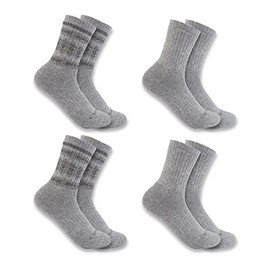 Carhartt Women's Heavyweight Synthetic-Wool Blend Crew Sock 4 Pack, Assorted 1 Grey, Large