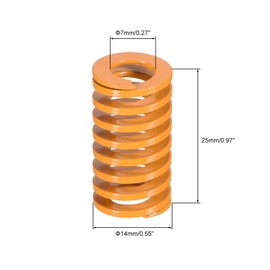 sourcing map 14mm OD 25mm Long Spiral Stamping Light Load Compression Die Spring Yellow 3Pcs