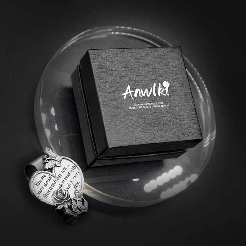 Anwlki Car Visor Medal Heart-Shaped Visor Clip Accessories Bless Driving