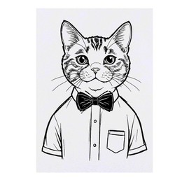 'Cat with Bow Tie' Temporary Tattoo - Water Resistant, Skin-Safe, Non-Toxic Transfer (TO00074393)