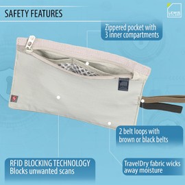 Lewis N. Clark RFID - portafolios para cinturón de viaje oculto, Rfid - Cinturón para billetes y tarjetas de crédito, Bronceado, Una talla
