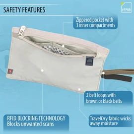 Lewis N. Clark RFID - portafolios para cinturón de viaje oculto, Rfid - Cinturón para billetes y tarjetas de crédito, Bronceado, Una talla