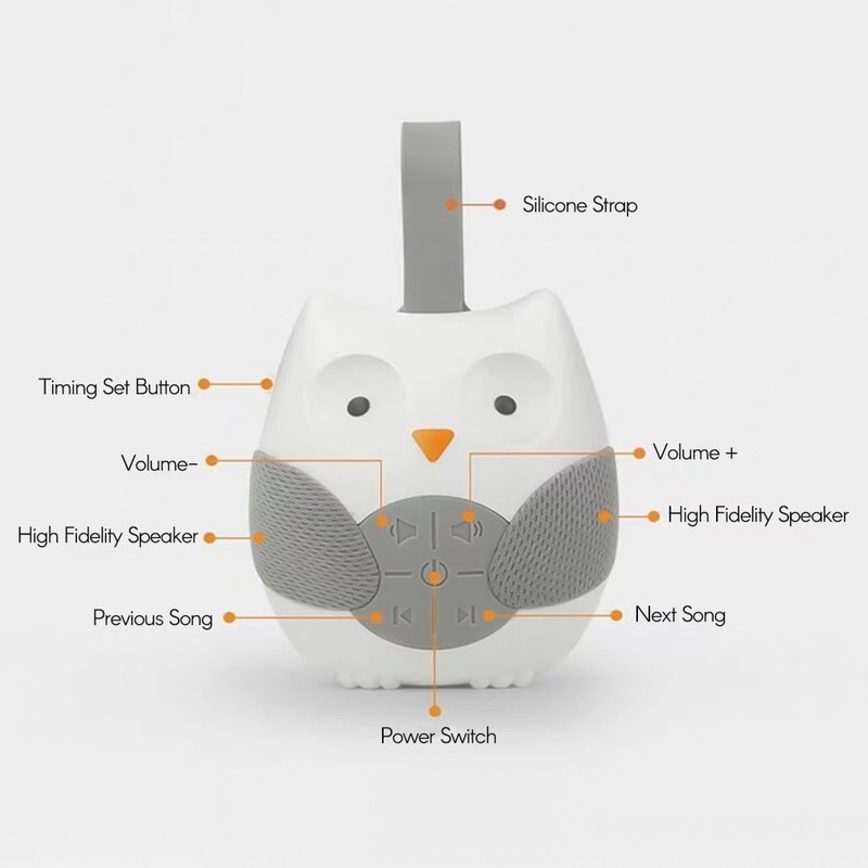 Portable Owl White Noise Machine Baby Soother with 10 Light